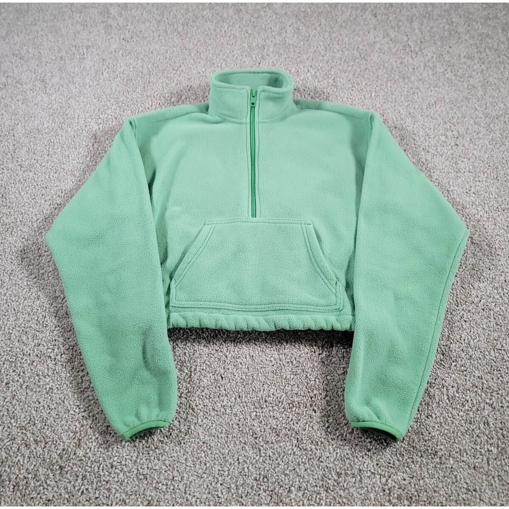 TNA Sweatshirt 1/4 Zip Pullover Size XS Cropped Pullover Perfect Fit Green Mock